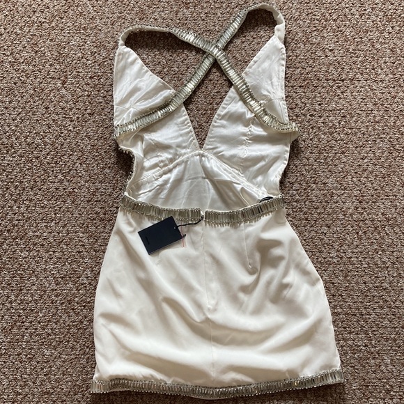 NBD Tavi Dress in White & Silver halter dress. Size med Great used condition. - Picture 7 of 7